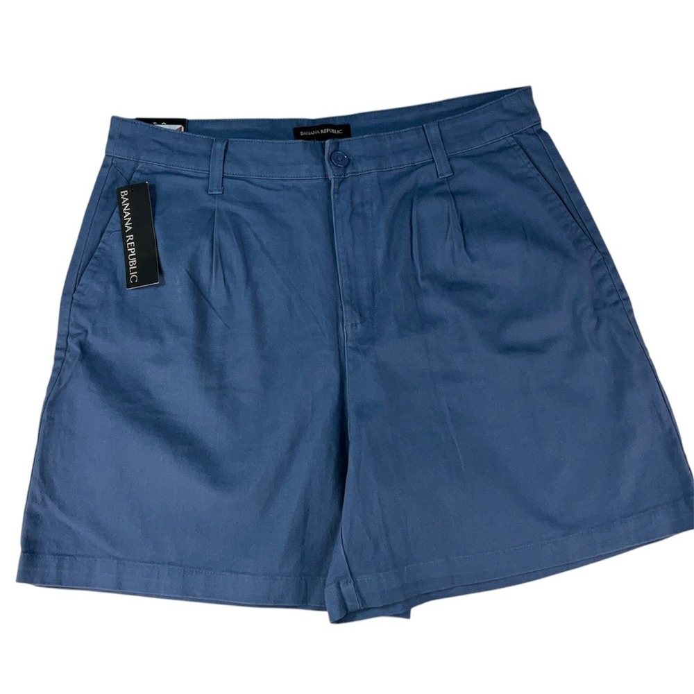 Banana Republic Pleat Front Shorts Womens Size 12 Blue Cotton NWT